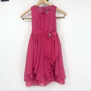 Kiki USA Size 6 Pink Ruffle Cubic Zirconium Embellished Bow Fancy Girls Dress